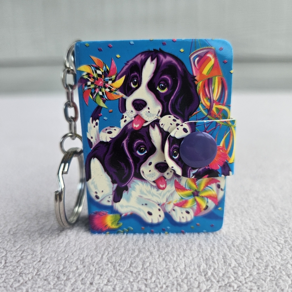 VTG Lisa Frank Miniature Notebook Keychain Violet & Velvet Purple Dogs UNUSED